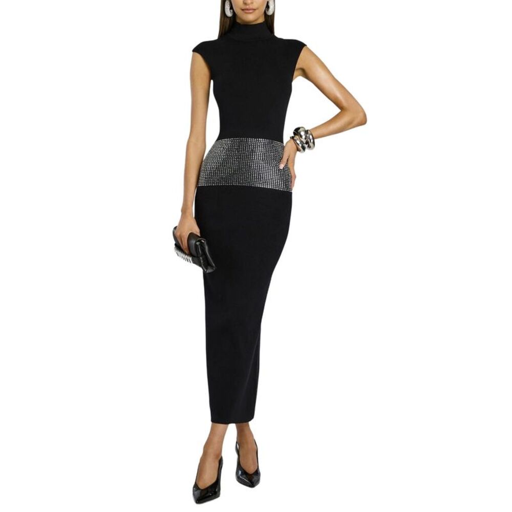 Retrofete Womens Leontine Embellished Dress Small Black/Silver - NWT $548